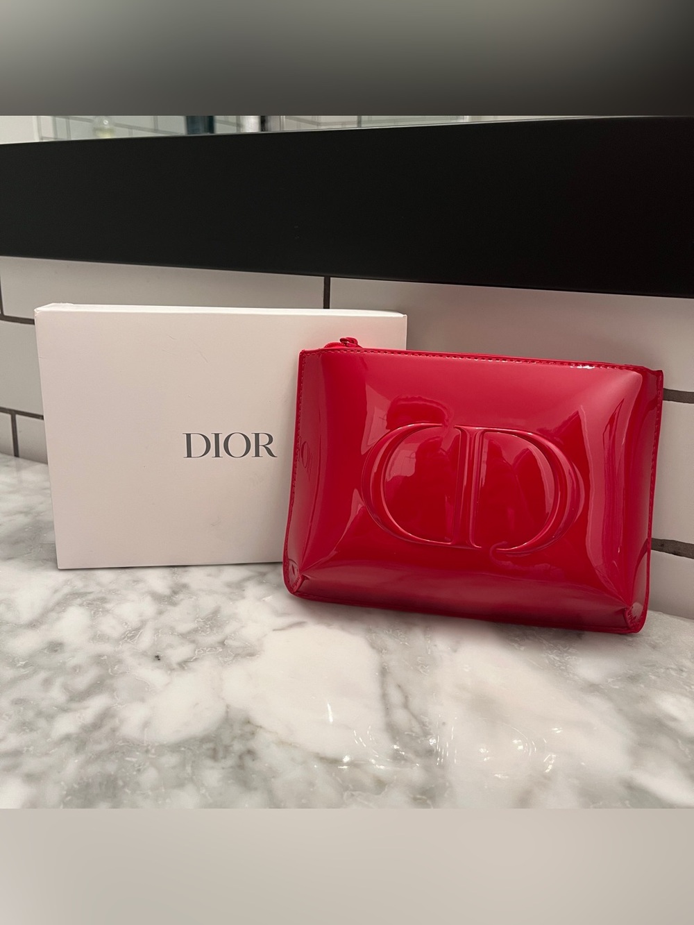 DIOR Red Patent Cosmetic Travel Pouch | Trousse | Makeup Bag